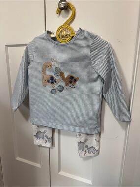 Next Direct Light Blue Striped Dino Matching Set